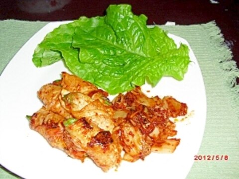今が旬♪スナップエンドウの肉巻、キムチ炒め